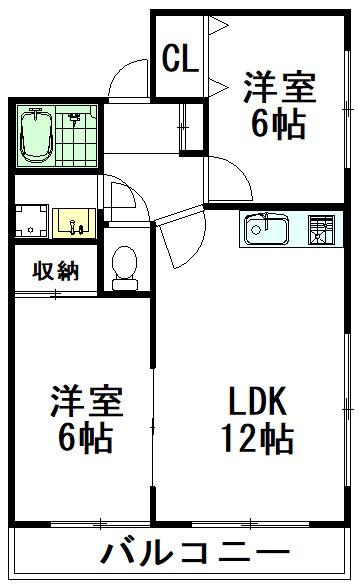 グリーンガーデン武蔵野(2LDK/1階)の間取り写真