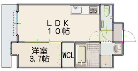ルッシェ竹下駅前(1LDK/3階)の間取り写真