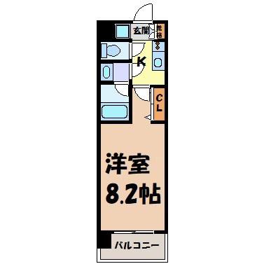 ルクレ新栄レジデンス(1K/2階)の間取り写真
