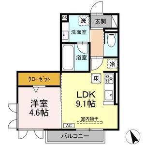 ワイズヴィラ岐南ウエスト(1LDK/1階)の間取り写真