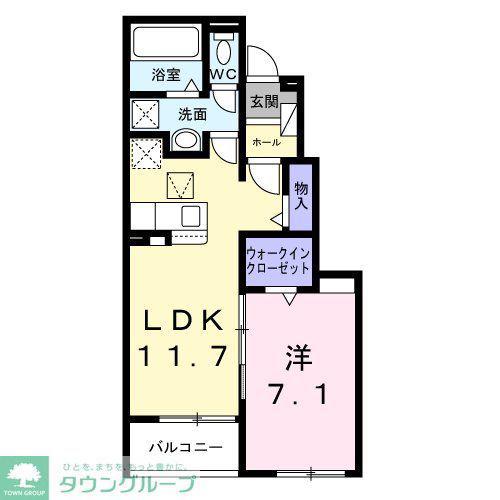 プラシード(1LDK/1階)の間取り写真