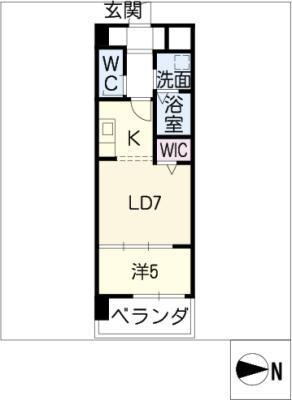 ウエスト鶴舞(1LDK/5階)の間取り写真