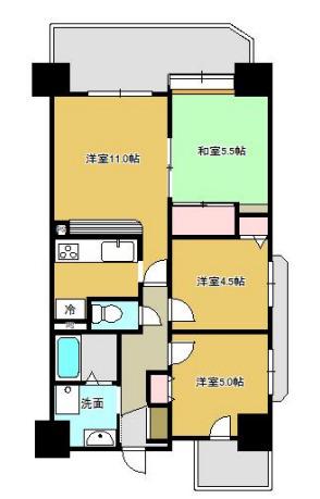 ベルレコルテ浜辺(2SLDK/13階)の間取り写真