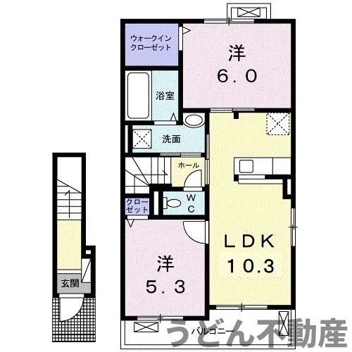 ヴィータ・フェリーチェ C(2LDK/2階)の間取り写真