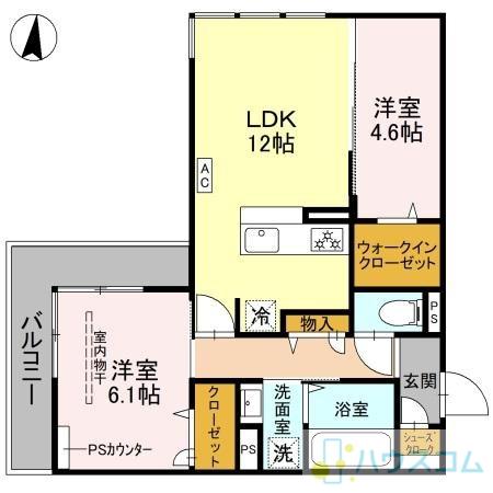 めぞん西田中(2LDK/3階)の間取り写真