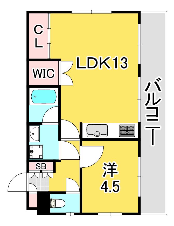 ライオンズマンション薬院第5(1LDK/6階)の間取り写真