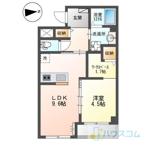 ブランキューブ南摂津(1LDK/2階)の間取り写真