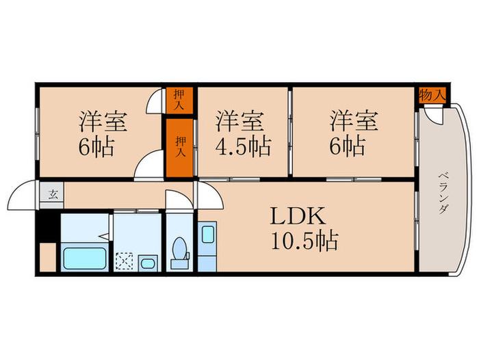 アーバンライフ徳吉西(3LDK/2階)の間取り写真