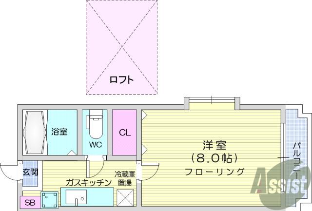 ソレアード遠見塚弐番館(1K/1階)の間取り写真