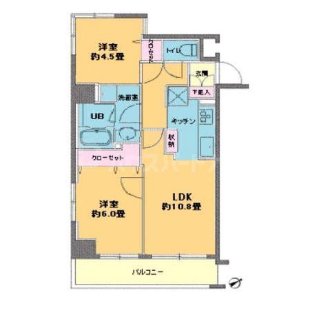 カスタリア浅草橋(2LDK/5階)の間取り写真