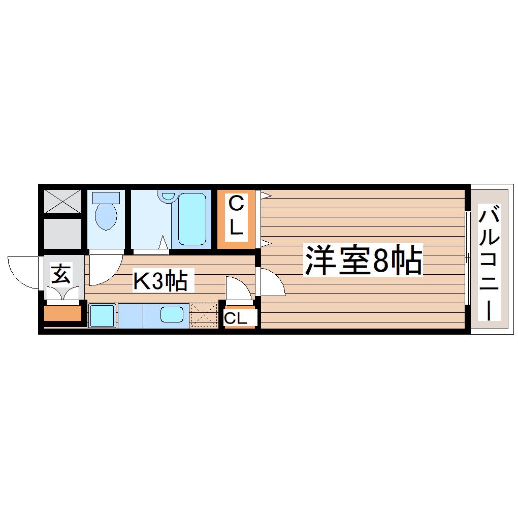 グランドパレス長町(1K/3階)の間取り写真