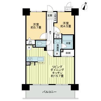 ライオンズマンション新梅田第2(2LDK/5階)の間取り写真
