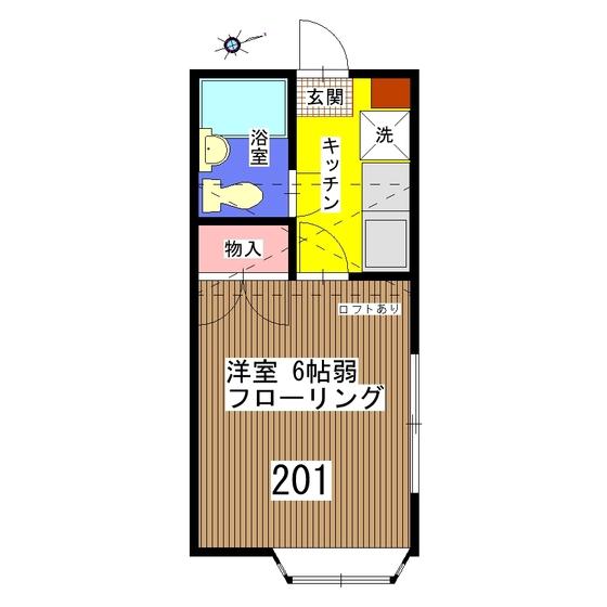 ドミールBS(1K/2階)の間取り写真
