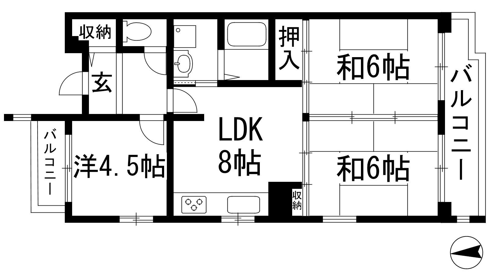 アルビス寺本3号棟(3LDK/4階)の間取り写真