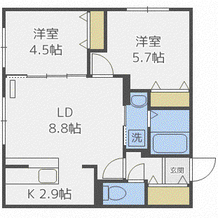 LUXE MARUYAMA(2LDK/4階)の間取り写真