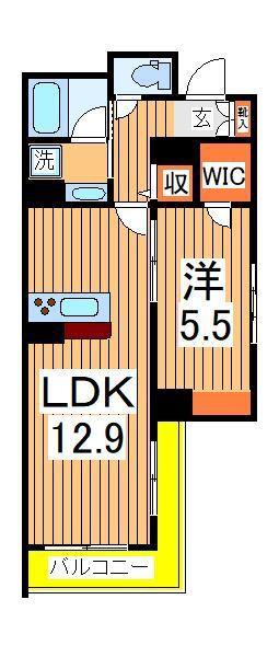 グランディヴィラ柏の葉キャンパス(1LDK/2階)の間取り写真
