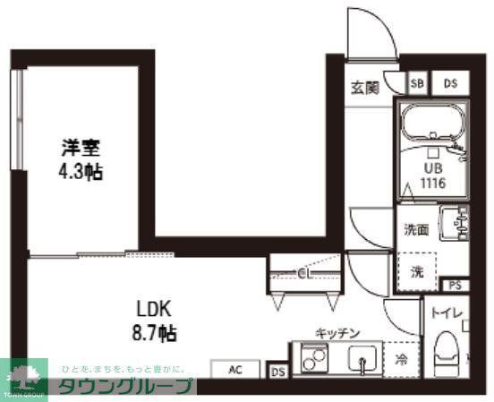 レピュア曙橋駅前レジデンス(1LDK/1階)の間取り写真