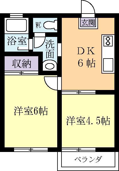 CASAMILA I(2DK/1階)の間取り写真