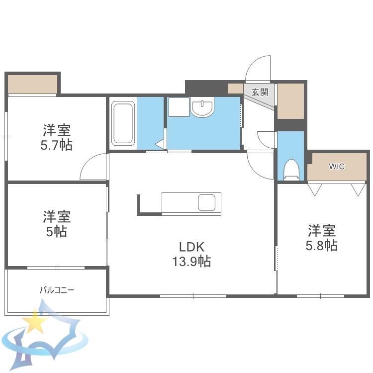 パーク農試館(3LDK/2階)の間取り写真