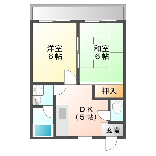 SAMSQUARE加賀(2DK/2階)の間取り写真