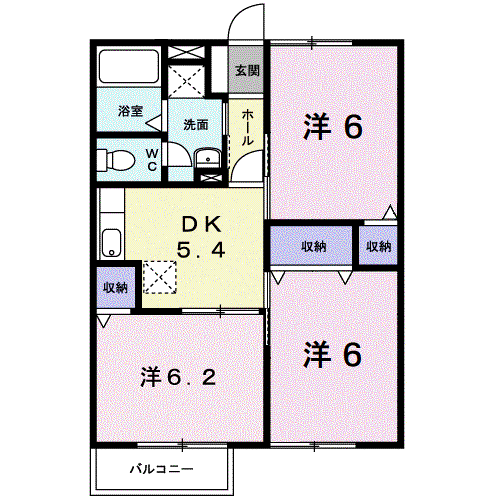 グリーンハイツ下賀茂(3DK/1階)の間取り写真