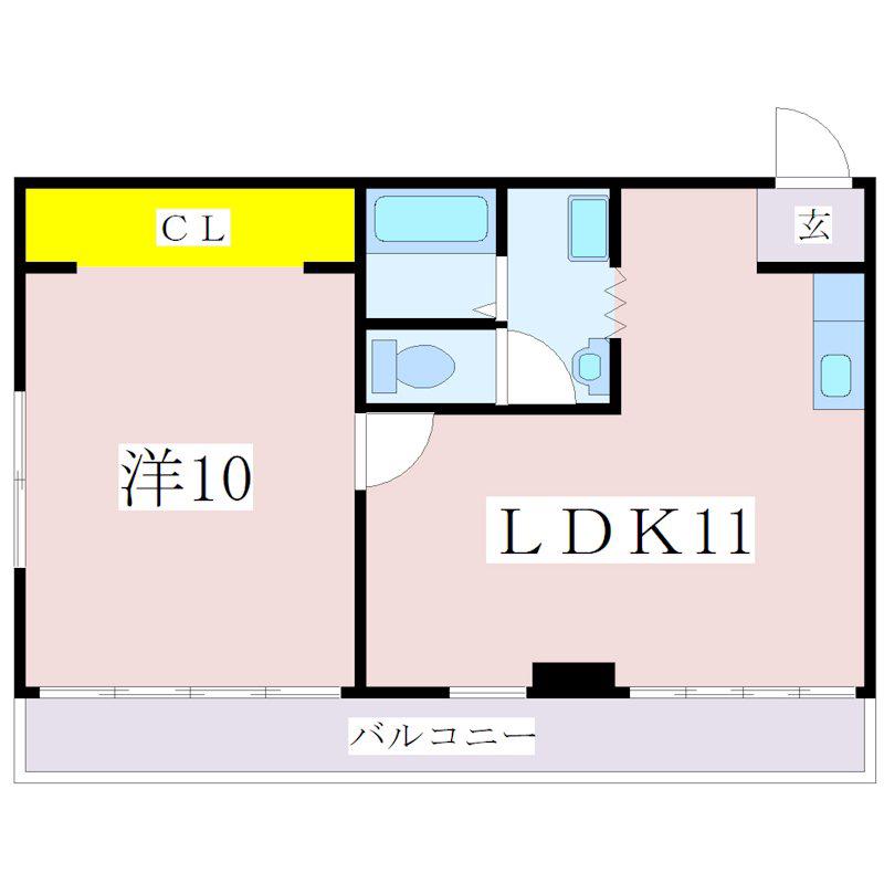 KSSビル(1LDK/6階)の間取り写真
