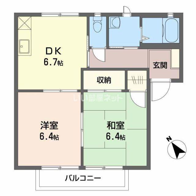フォーレス笹山B棟(2DK/1階)の間取り写真
