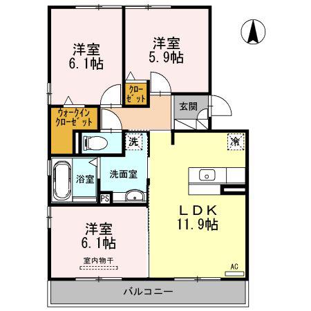 ソレイユY II(3LDK/3階)の間取り写真