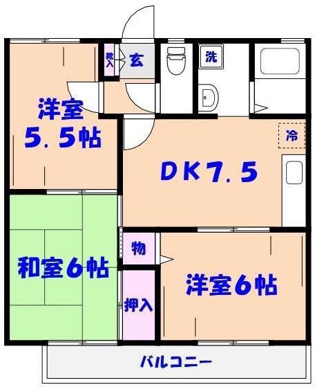 ペイサージュ(3DK/2階)の間取り写真
