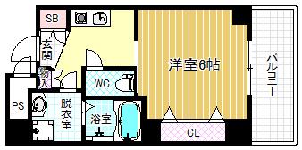ウィンズコート西梅田(1K/7階)の間取り写真