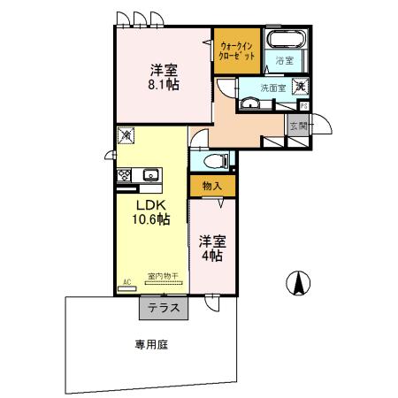 グランシャリオ ドゥ(2LDK/1階)の間取り写真