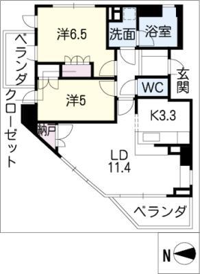グランマスト桜山広見(2LDK/5階)の間取り写真