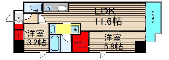 スプランディッド堀江(2LDK/10階)の間取り写真