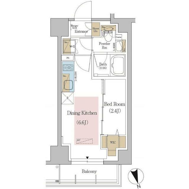 アーバネックス東京八丁堀 部屋番号404(1DK/4階)の間取り写真