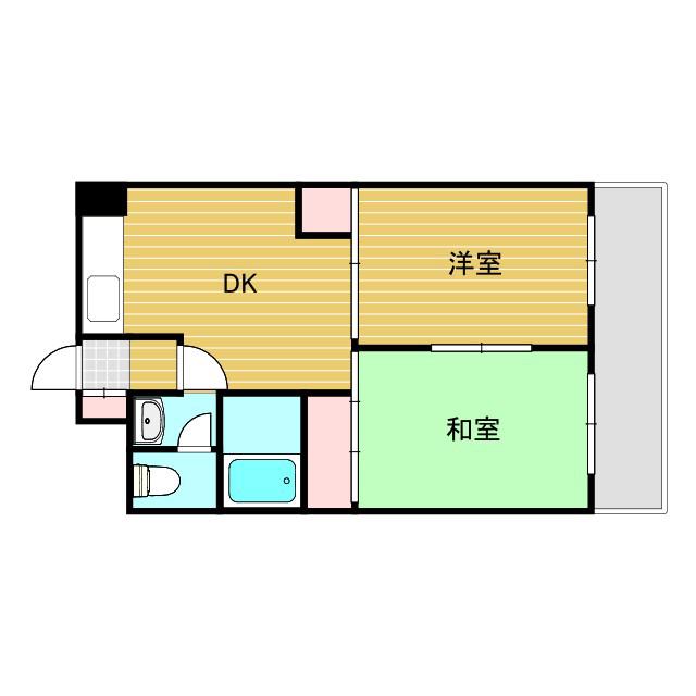 上新庄グランドハイツ北(2DK/1階)の間取り写真