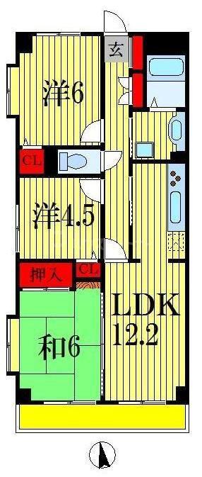 パストラル石井(3LDK/1階)の間取り写真