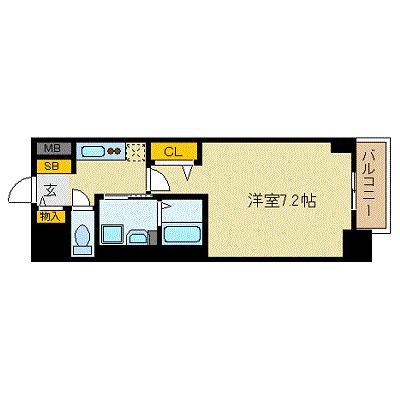 プレサンス丸の内レジデンスII(1K/3階)の間取り写真