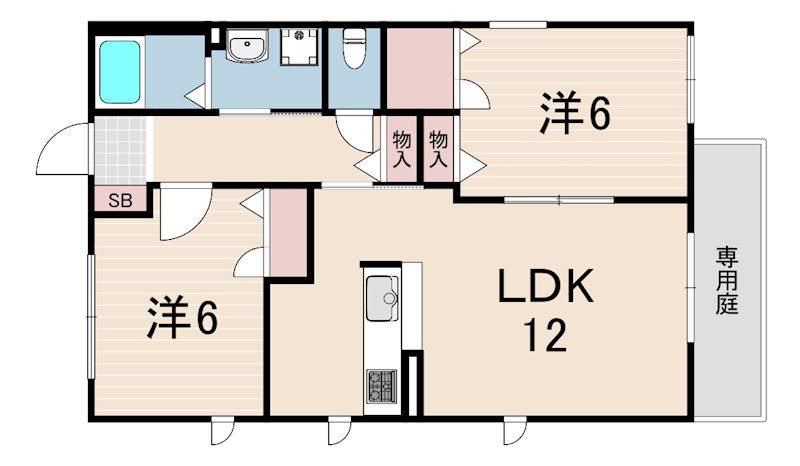 シャーメゾン豊楽A(2LDK/1階)の間取り写真