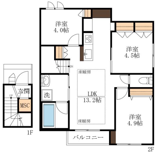 CLEAR SPRINGS(3LDK/2階)の間取り写真