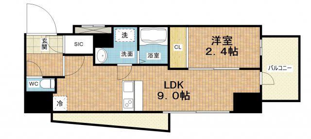 エスリードレジデンス大阪福島フロント(1LDK/14階)の間取り写真