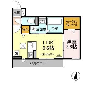 プレジャー西荘(1LDK/1階)の間取り写真