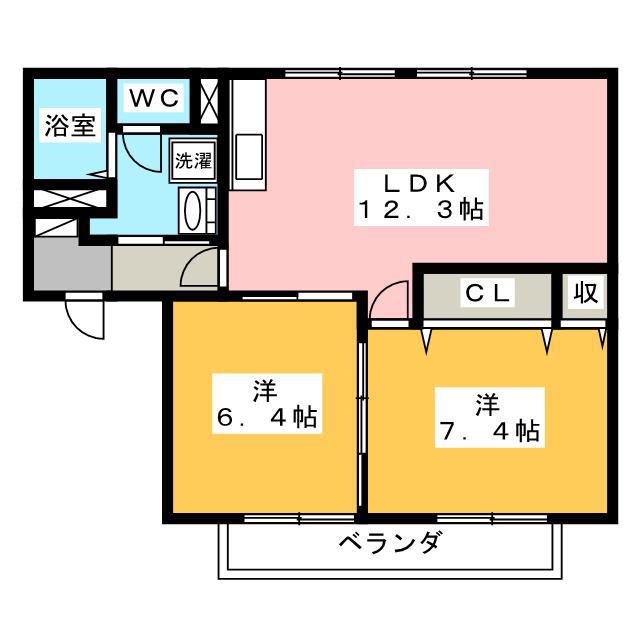 モントレーM B(2LDK/2階)の間取り写真