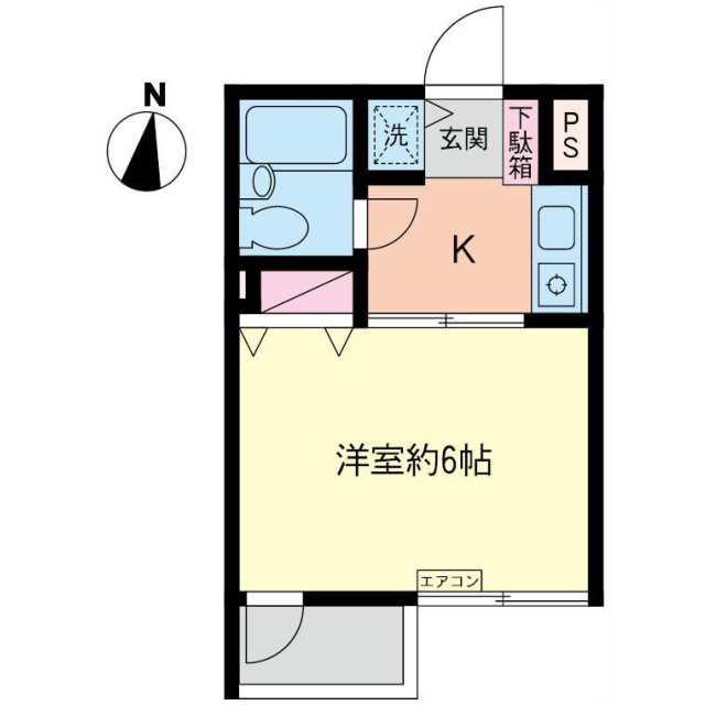 コスモAOI湘南台I(1K/2階)の間取り写真