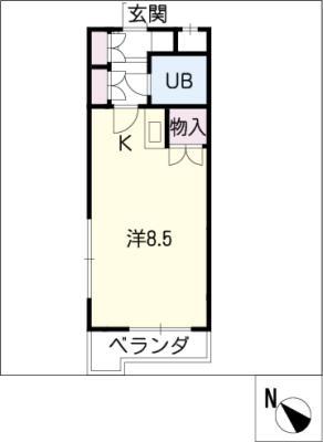 シャトルミエ(ワンルーム/2階)の間取り写真