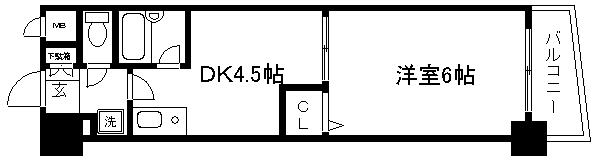 エスリード京都河原町第3(1DK/4階)の間取り写真