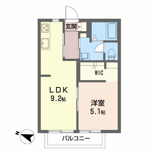 ガーデンハウスB(1LDK/2階)の間取り写真