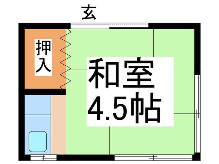 みなみ荘(ワンルーム/2階)の間取り写真