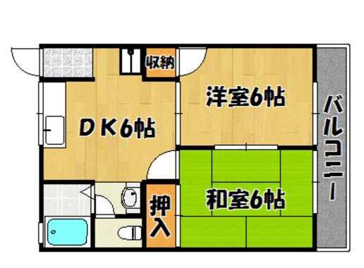 シャルムビラ(2LDK/1階)の間取り写真
