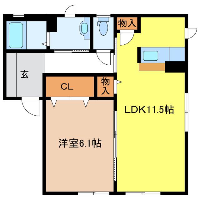 パーシモンK(1LDK/2階)の間取り写真