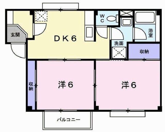 ドミールI(2DK/1階)の間取り写真